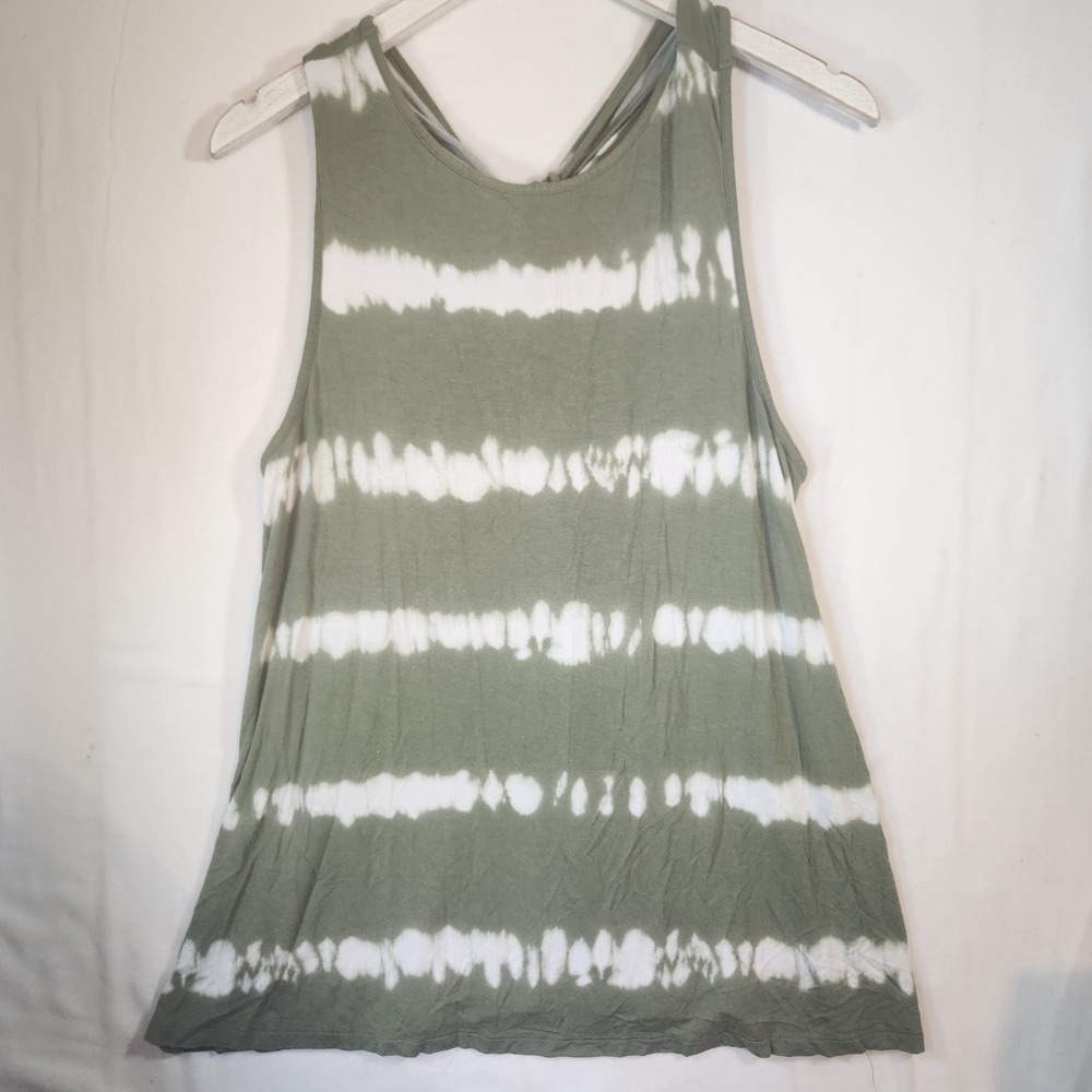 Old Navy Olive Green Tie Dye Twisted Racerback Tank Top Large Sleeveless Stripe